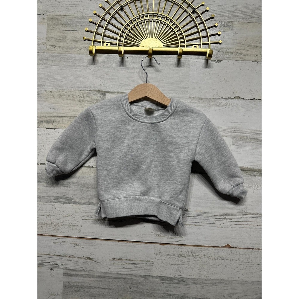 Kids Tales Sweatshirt Kids 6-9M Gray Side Slit Ribbed Pullover EUC